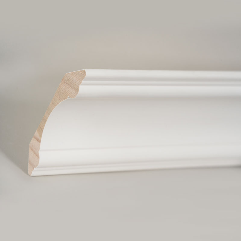 Cetakan Mahkota Kayu Pinus (Filler-Primed & Pearl White) 3/4