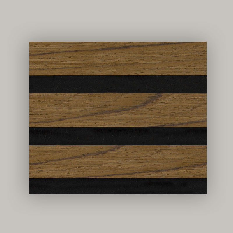 Dinding Kisi/Panel Dinding Akustik (Dibungkus Veneer Kayu Rekayasa 3 Sisi) - Warna Butir Kayu 2400/2700mm x 600mm