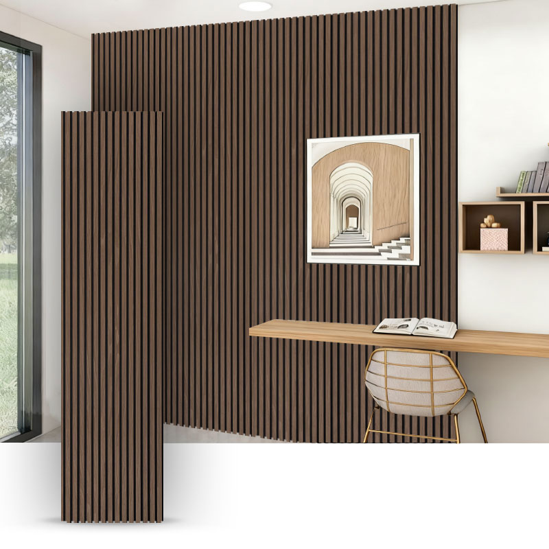 Dinding Kisi/Panel Dinding Akustik (Dibungkus Veneer Kayu Rekayasa Satu Sisi) - Warna Butir Kayu 2400/2700mm x 600mm
