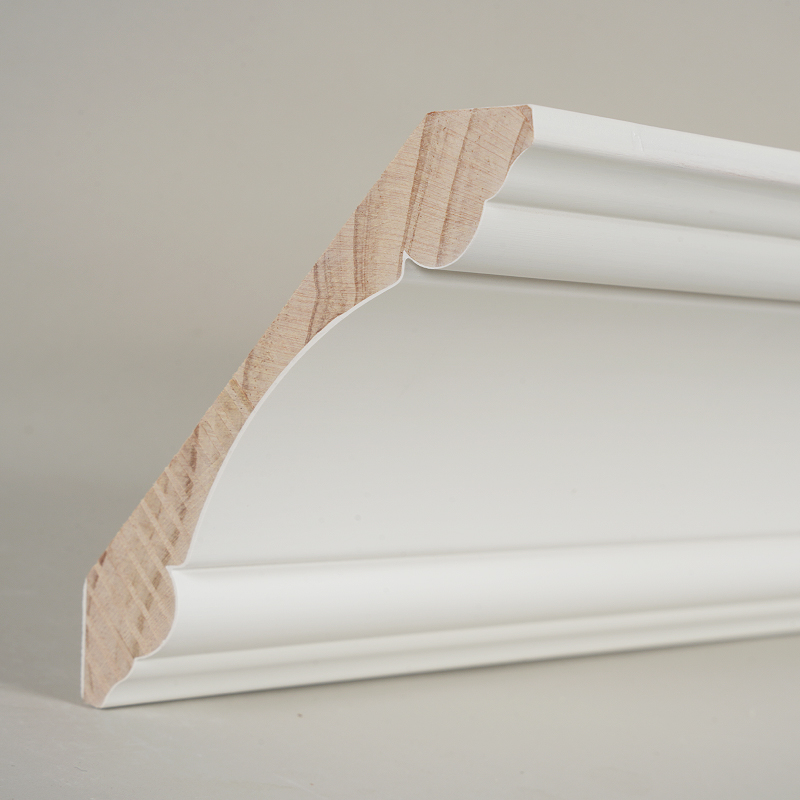 Cetakan Mahkota Kayu Pinus (Filler-Primed & Pearl White) 3/4' x 4 3/4'