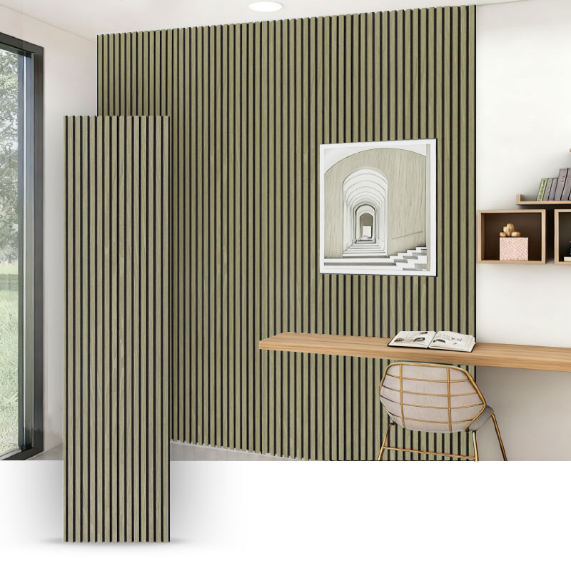 Dinding Kisi/Panel Dinding Akustik (PVC Satu Sisi Dibungkus) – Butir Kain / Butir Kulit 2400/2700mm × 600mm
