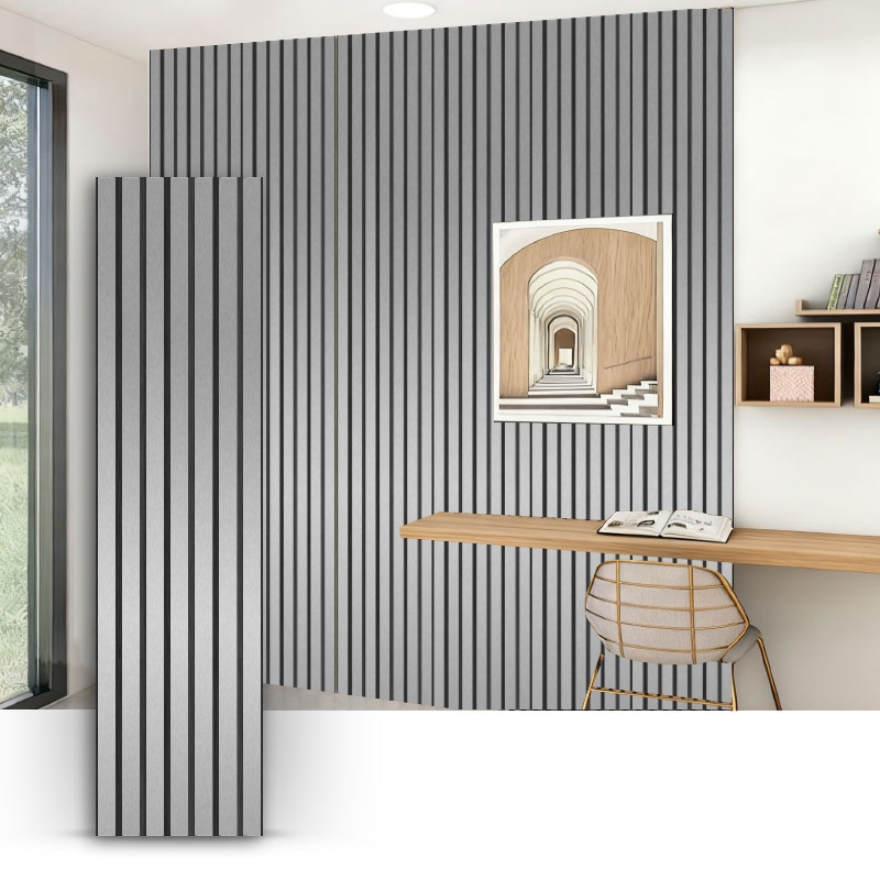 Dinding Kisi/Panel Dinding Akustik (Dibungkus PVC 3 Sisi) - Warna Sapuan Metalik 2400/2700mm x 600mm