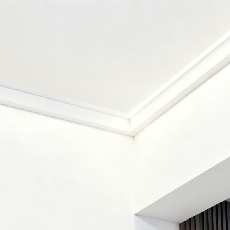 Cetakan Mahkota Kayu Pinus (Filler-Primed & Pearl White) 3/5' x 4 1/4'