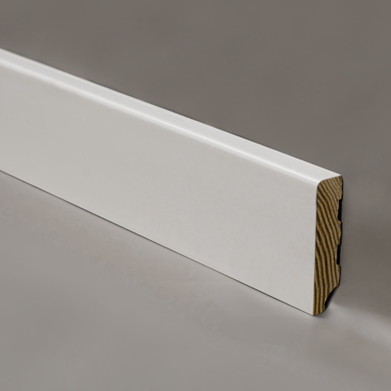 Papan Penyisipan Kayu Pinus (Filler-Primed dan Dicat) - Putih 1/2' x 2 3/8'